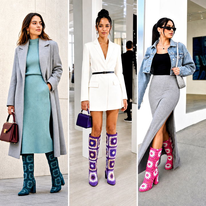 25 Granny Square Boots Outfit Ideas for Bold Winter Looks