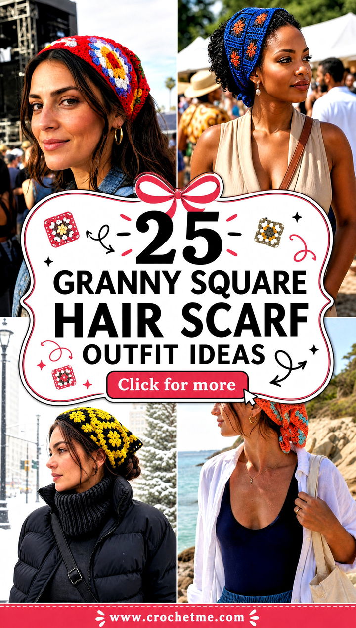 25 granny square hair scarf outfit ideas - 25 granny square hair scarf outfit ideas