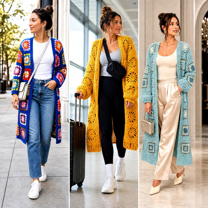 25 Granny Square Long Cardigan Outfit Ideas for Every Season
