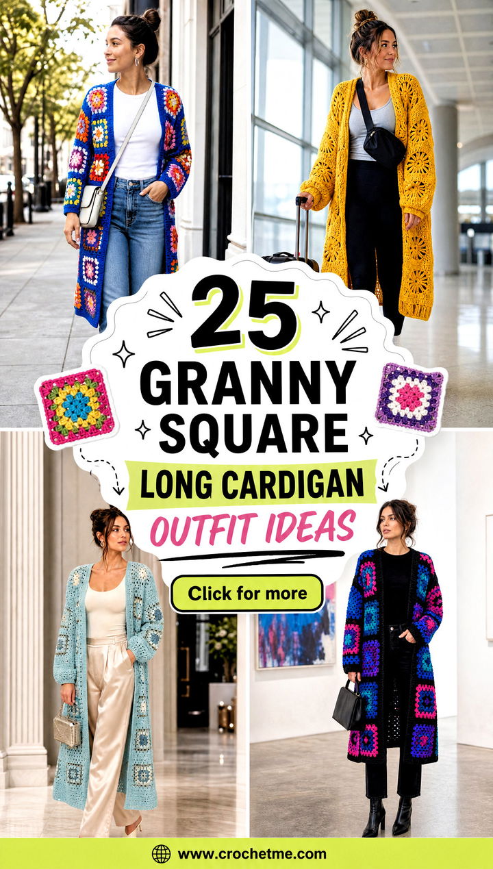 25 granny square long cardigan outfit ideas - 25 granny square long cardigan outfit ideas