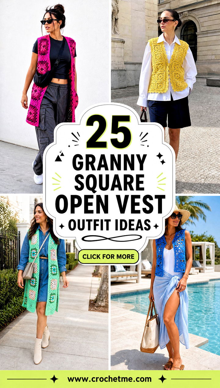 25 granny square open vest outfit ideas - 25 granny square open vest outfit ideas