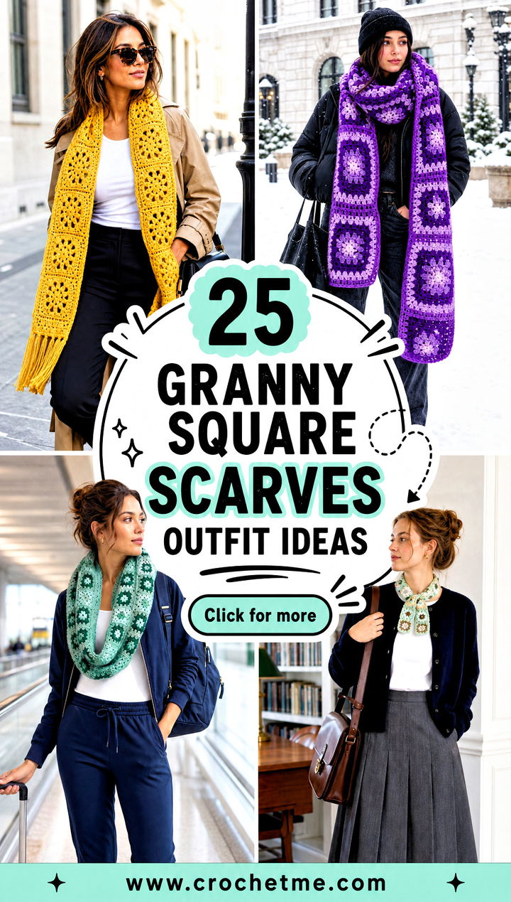 25 granny square scarves outfit ideas - 25 granny square scarves outfit ideas