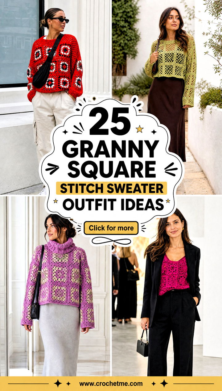25 granny square stitch sweater outfit ideas - 25 granny square stitch sweater outfit ideas