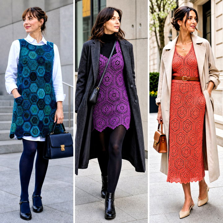 25 Hexagon Crochet Dress Outfit Ideas for Standout Style