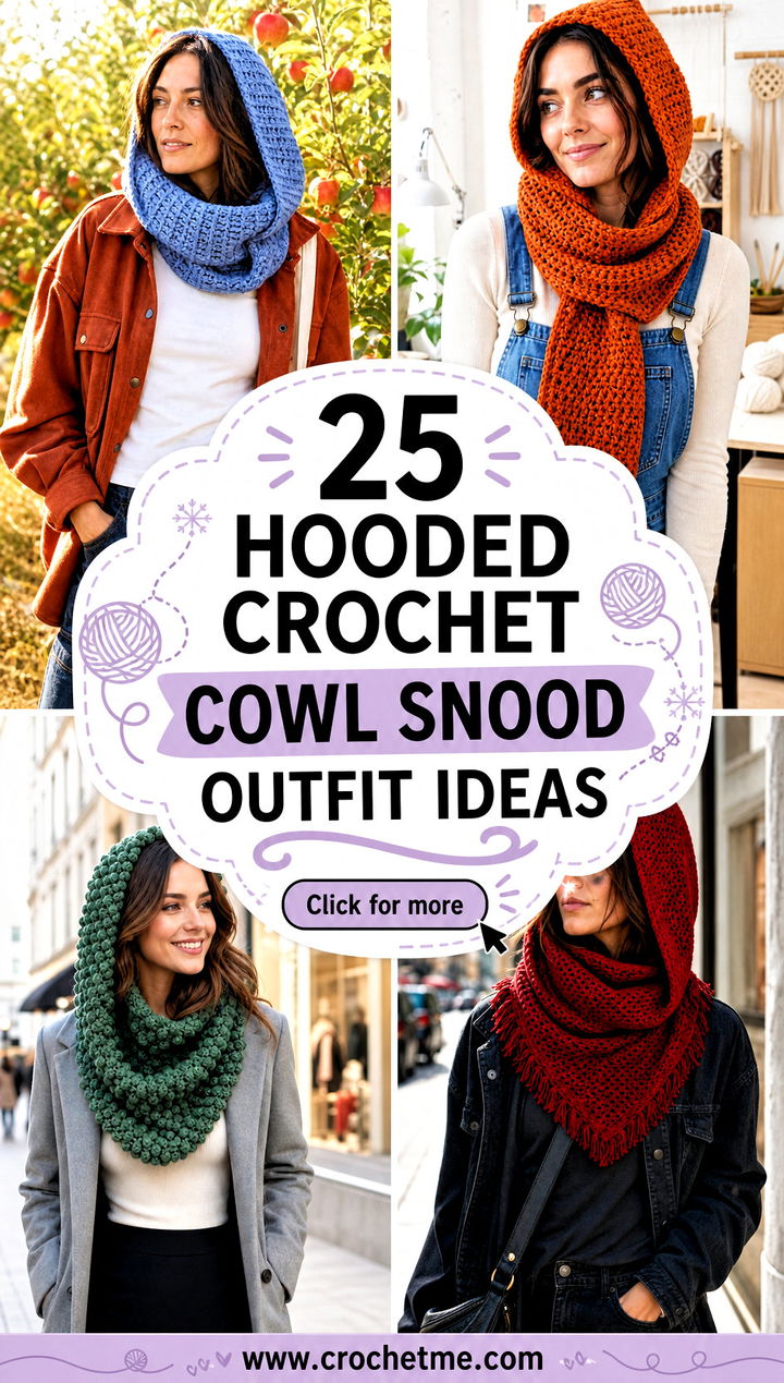25 hooded crochet cowl snood outfit ideas - 25 hooded crochet cowl snood outfit ideas