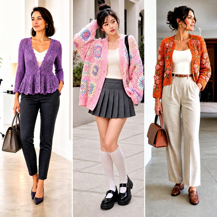 25 Kawaii Crochet Cardigan Outfit Ideas for Cute Cozy Style