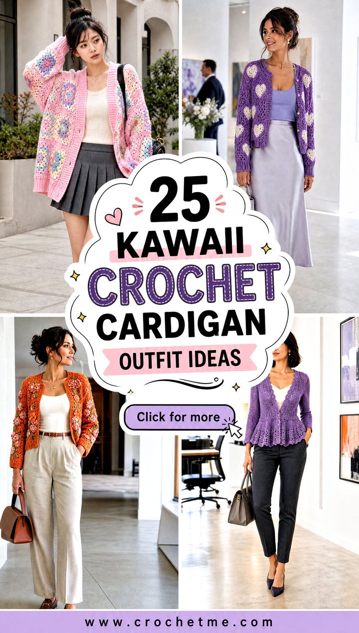 25 kawaii crochet cardigan outfit ideas - 25 kawaii crochet cardigan outfit ideas
