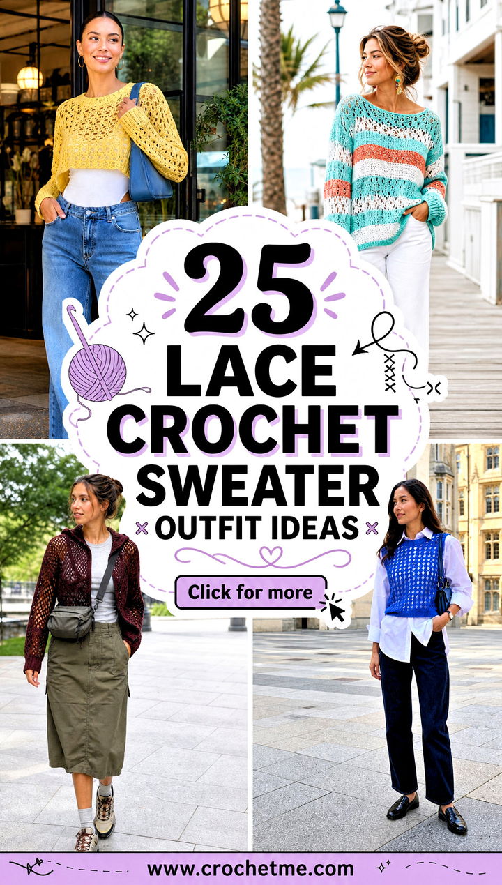 25 lace crochet sweater outfit ideas - 25 lace crochet sweater outfit ideas