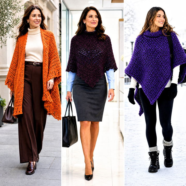 25 Ladies Crochet Poncho Outfit Ideas for Effortless Style