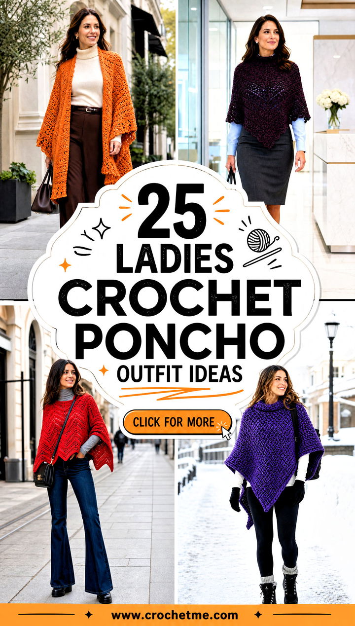 25 ladies crochet poncho outfit ideas - 25 ladies crochet poncho outfit ideas