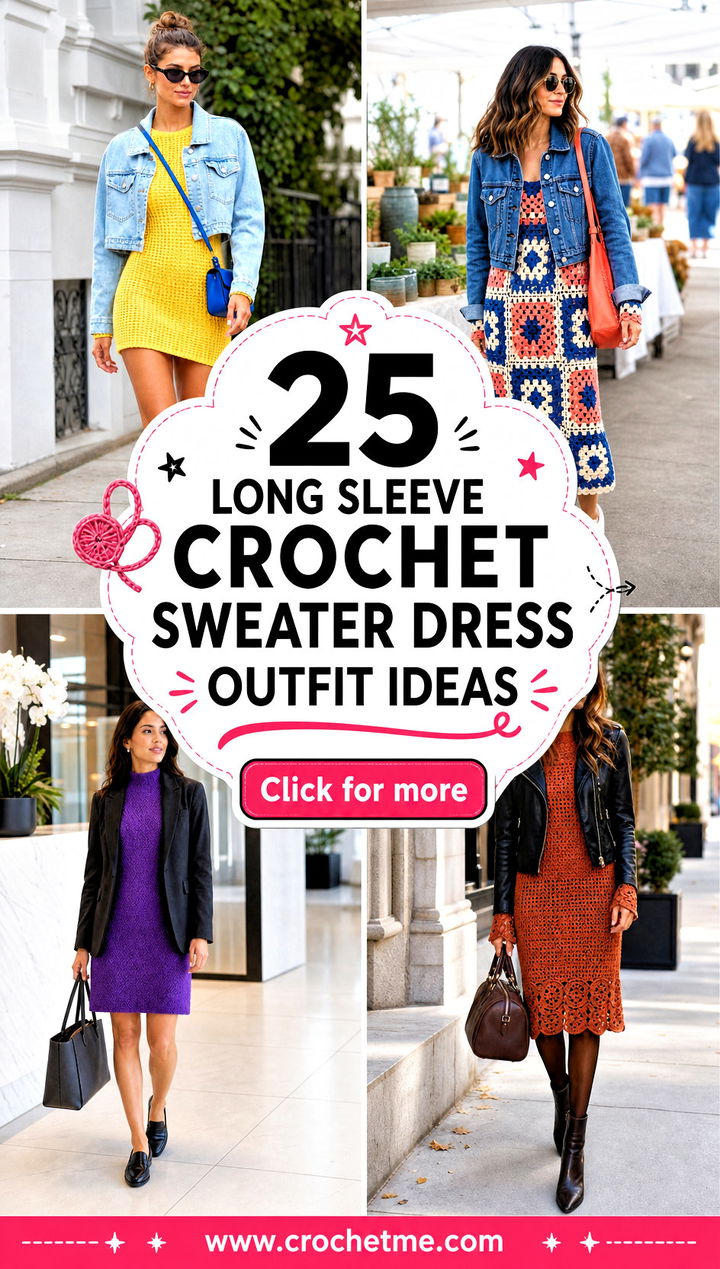 25 long sleeve crochet sweater dress outfit ideas - 25 long sleeve crochet sweater dress outfit ideas