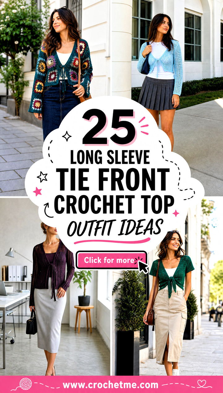 25 long sleeve tie front crochet top outfit ideas - 25 long sleeve tie front crochet top outfit ideas