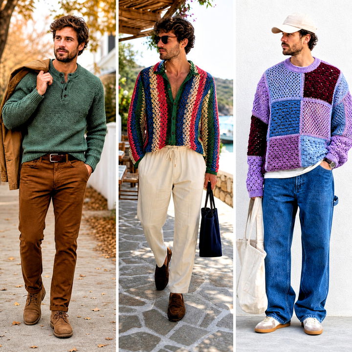 25 Man Crochet Sweater Outfit Ideas for Modern Everyday Style