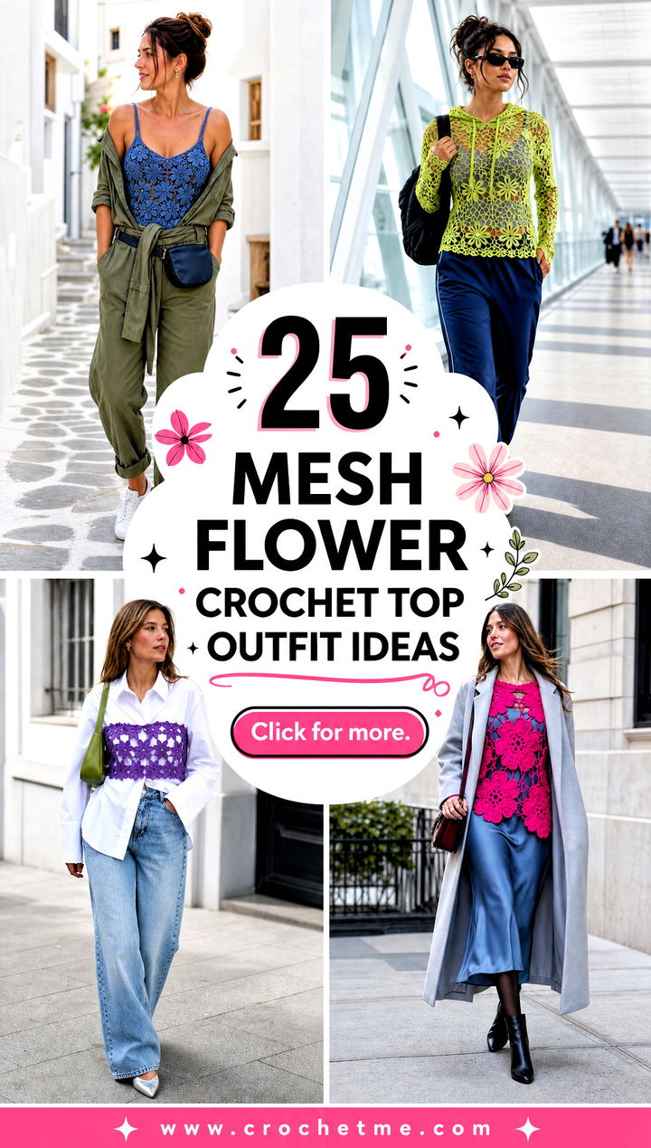 25 mesh flower crochet top outfit ideas - 25 mesh flower crochet top outfit ideas