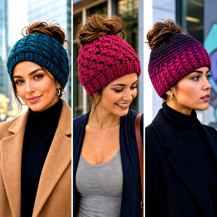 25 Messy Bun Crochet Hat With Hair Tie Outfit Ideas to Try