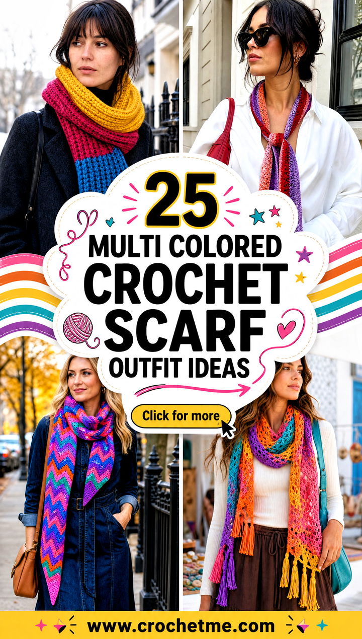25 multi colored crochet scarf outfit ideas - 25 multi colored crochet scarf outfit ideas