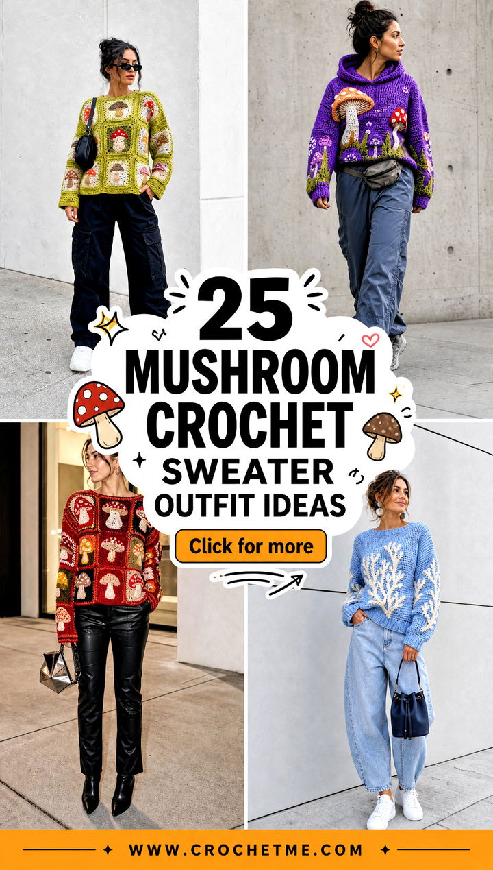 25 mushroom crochet sweater outfit ideas - 25 mushroom crochet sweater outfit ideas