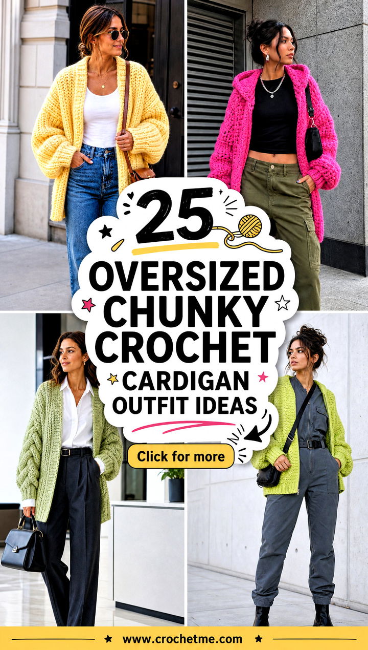 25 oversized chunky crochet cardigan outfit ideas - 25 oversized chunky crochet cardigan outfit ideas