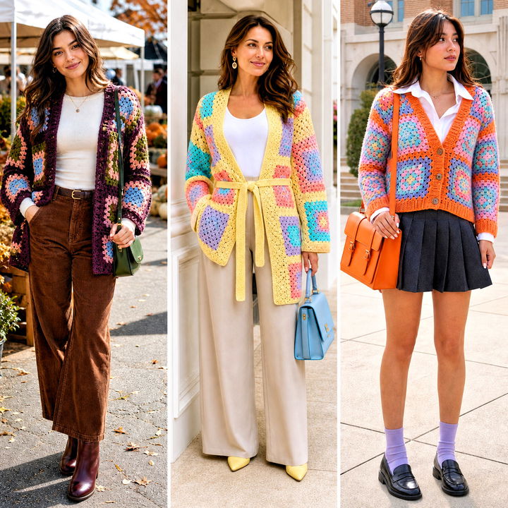 25 Pastel Granny Square Cardigan Outfit Ideas for Spring