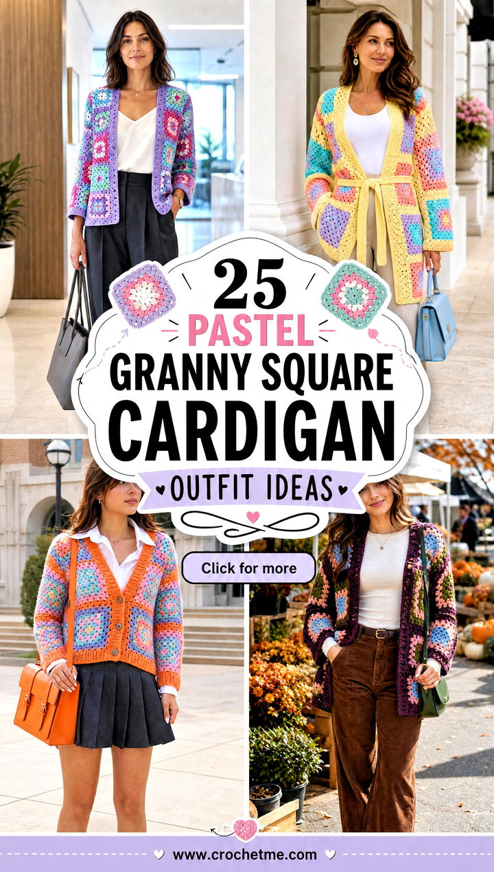 25 pastel granny square cardigan outfit ideas - 25 pastel granny square cardigan outfit ideas