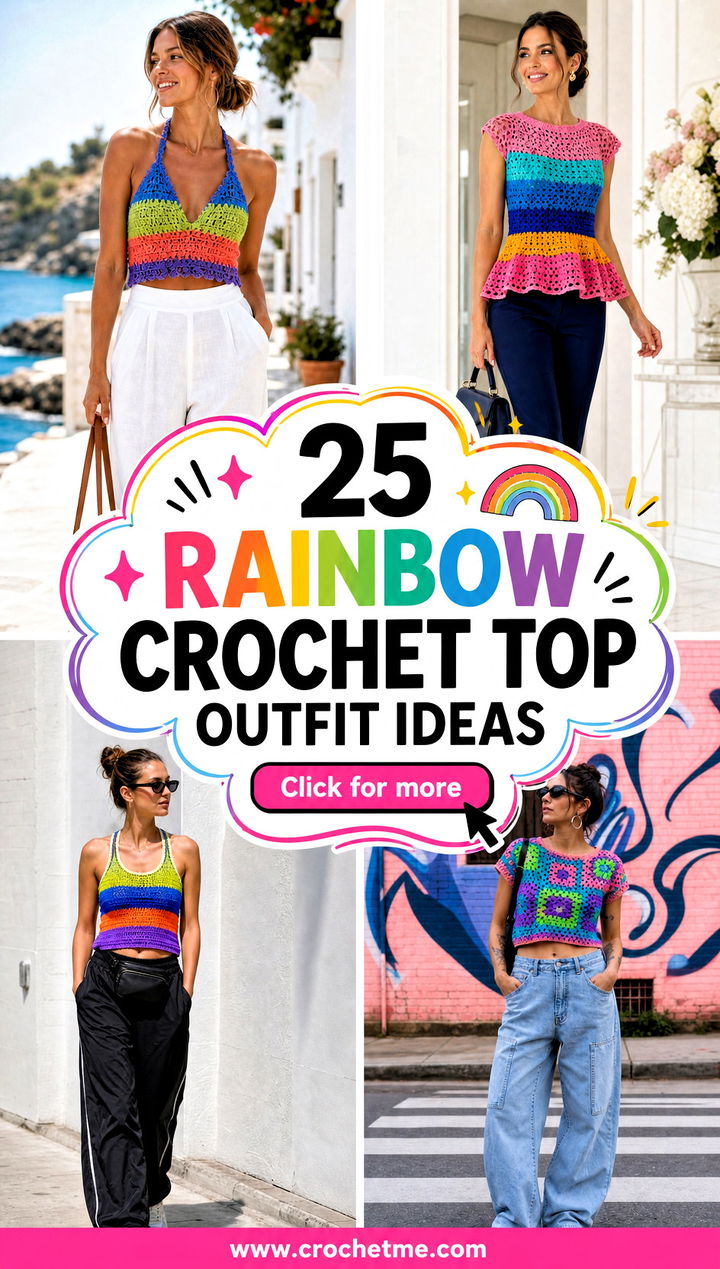 25 rainbow crochet top outfit ideas - 25 rainbow crochet top outfit ideas