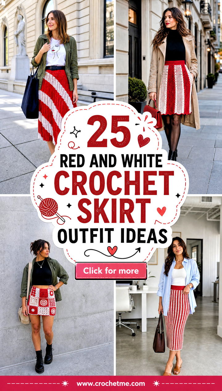 25 red and white crochet skirt outfit ideas - 25 red and white crochet skirt outfit ideas