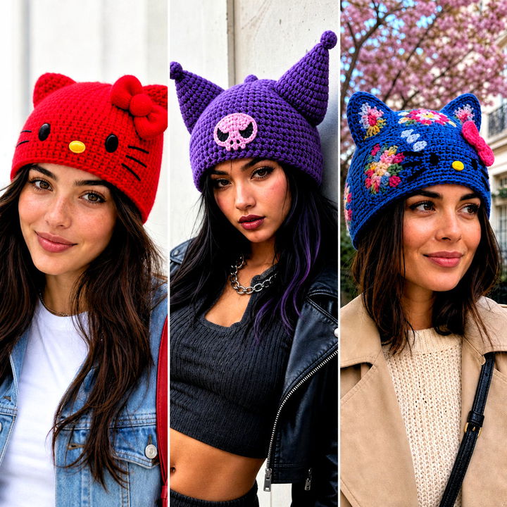 25 Sanrio Crochet Beanie Outfit Ideas for Cute Everyday Style