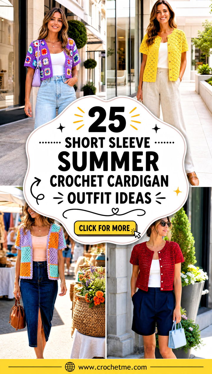 25 short sleeve summer crochet cardigan outfit ideas - 25 short sleeve summer crochet cardigan outfit ideas