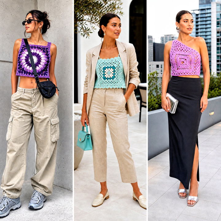 25 Single Granny Square Top Outfit Ideas for Trendy Handmade Looks