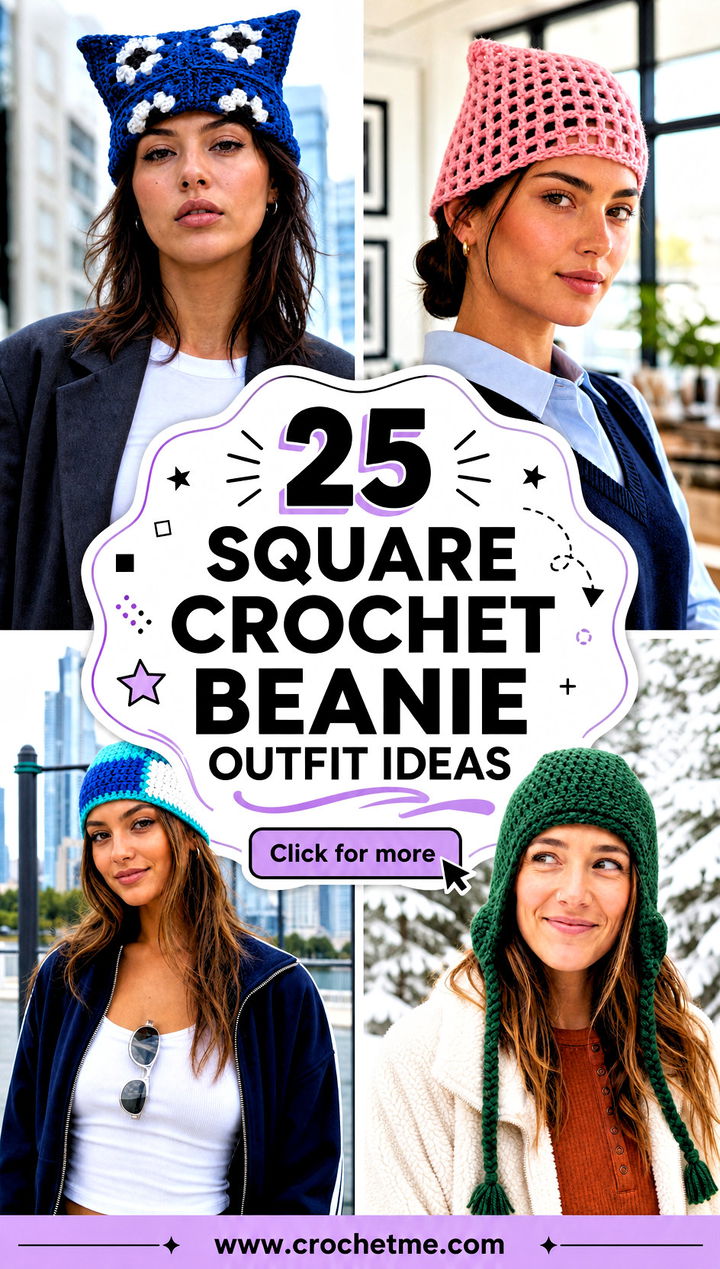 25 square crochet beanie outfit ideas - 25 square crochet beanie outfit ideas