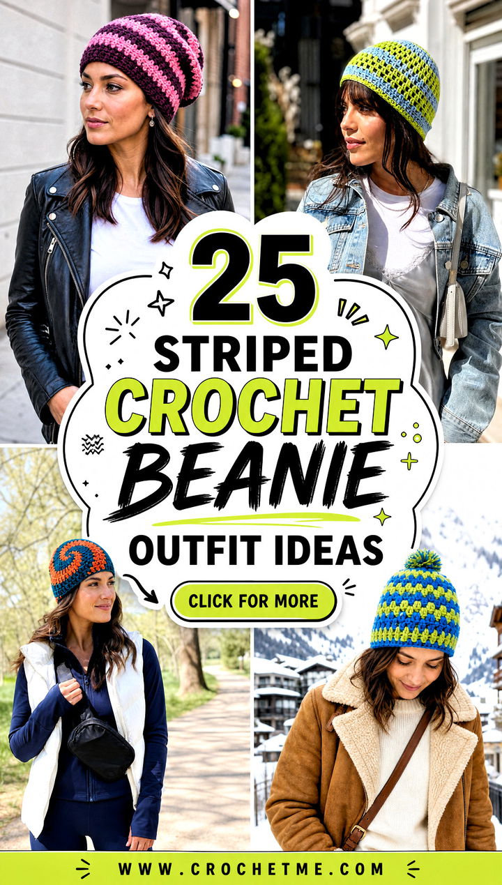 25 striped crochet beanie outfit ideas - 25 striped crochet beanie outfit ideas