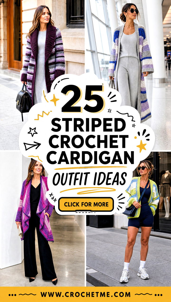 25 striped crochet cardigan outfit ideas - 25 striped crochet cardigan outfit ideas
