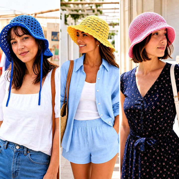 25 Summer Crochet Sun Hat Outfit Ideas for Breezy Beach Days