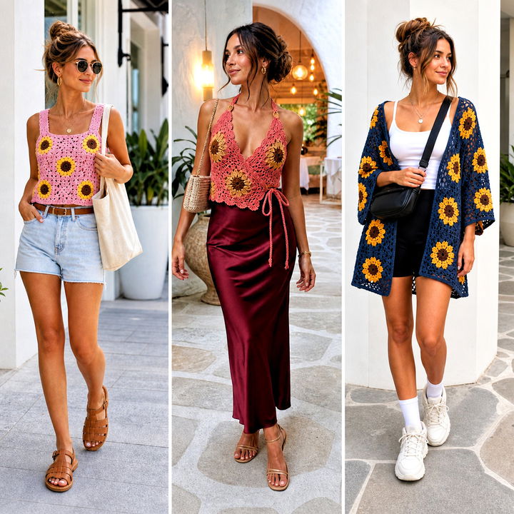 25 Sunflower Crochet Top Outfit Ideas for Sunny Summer Style