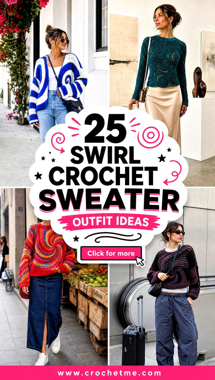 25 swirl crochet sweater outfit ideas - 25 swirl crochet sweater outfit ideas