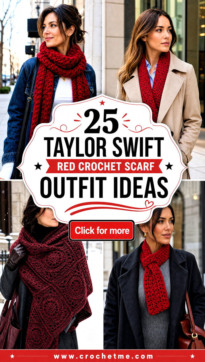 25 taylor swift red crochet scarf outfit ideas - 25 taylor swift red crochet scarf outfit ideas