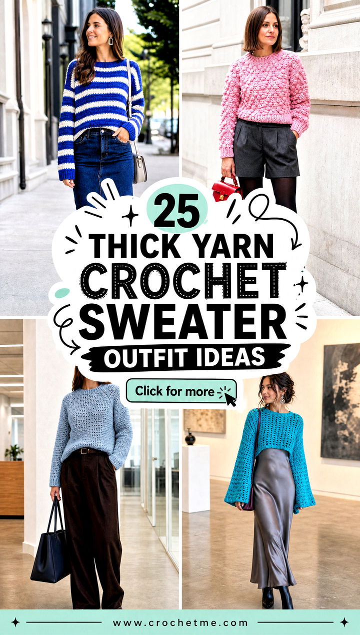 25 thick yarn crochet sweater outfit ideas - 25 thick yarn crochet sweater outfit ideas
