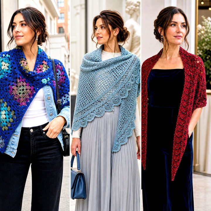 25 Triangle Crochet Shawls Outfit Ideas for Elegant Layering