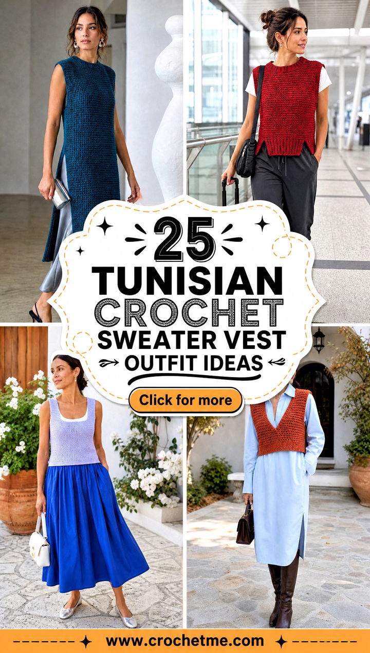 25 tunisian crochet sweater vest outfit ideas - 25 tunisian crochet sweater vest outfit ideas