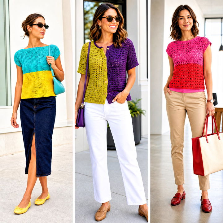 25 Two Colored Crochet Top Outfit Ideas for Bold Summer Style