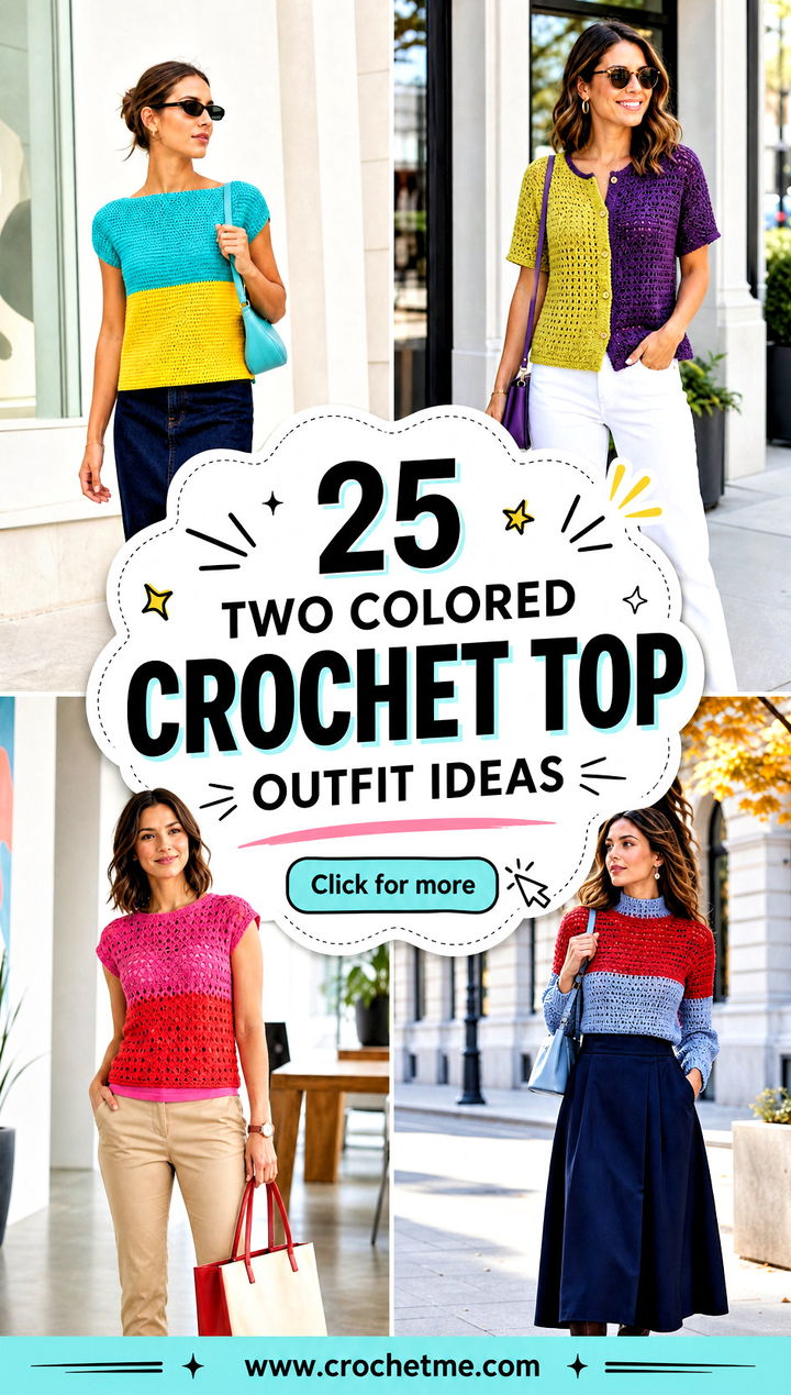 25 two colored crochet top outfit ideas - 25 two colored crochet top outfit ideas