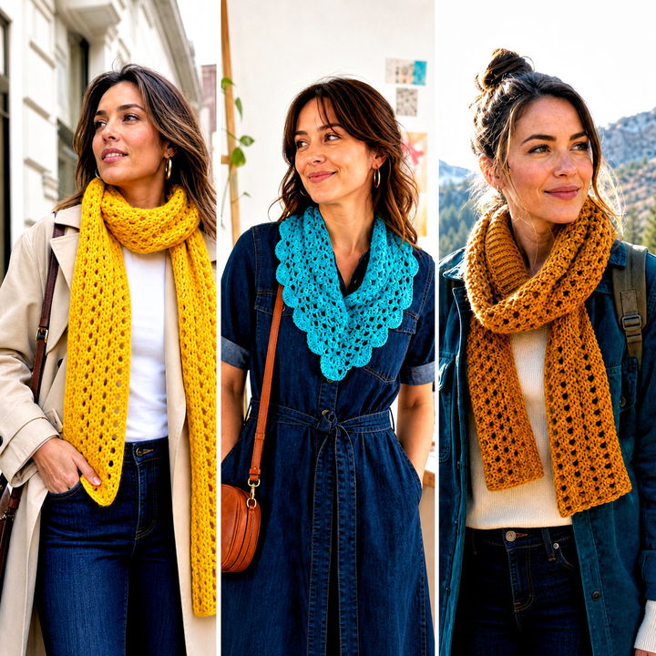 25 V Stitch Crochet Scarf Outfit Ideas for Cozy Modern Style