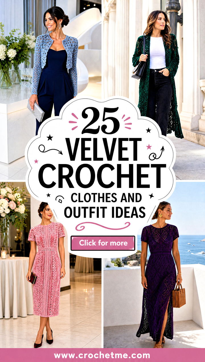25 velvet crochet clothes and outfit ideas - 25 velvet crochet clothes and outfit ideas