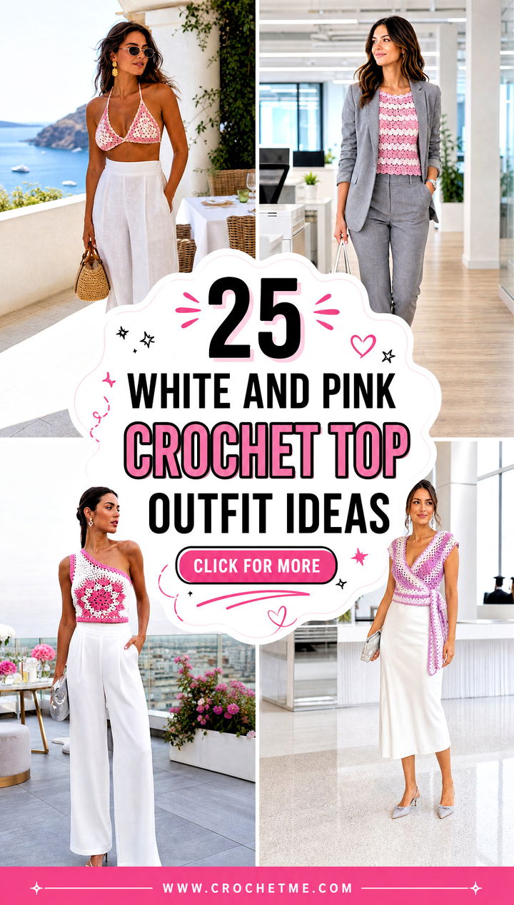 25 white and pink crochet top outfit ideas - 25 white and pink crochet top outfit ideas