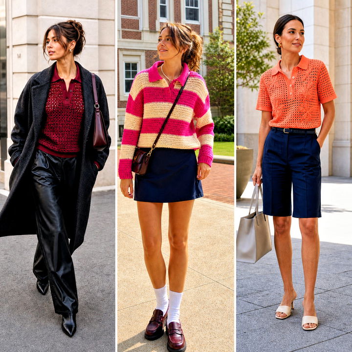25 Women Crochet Polo Shirt Outfit Ideas for Retro Style