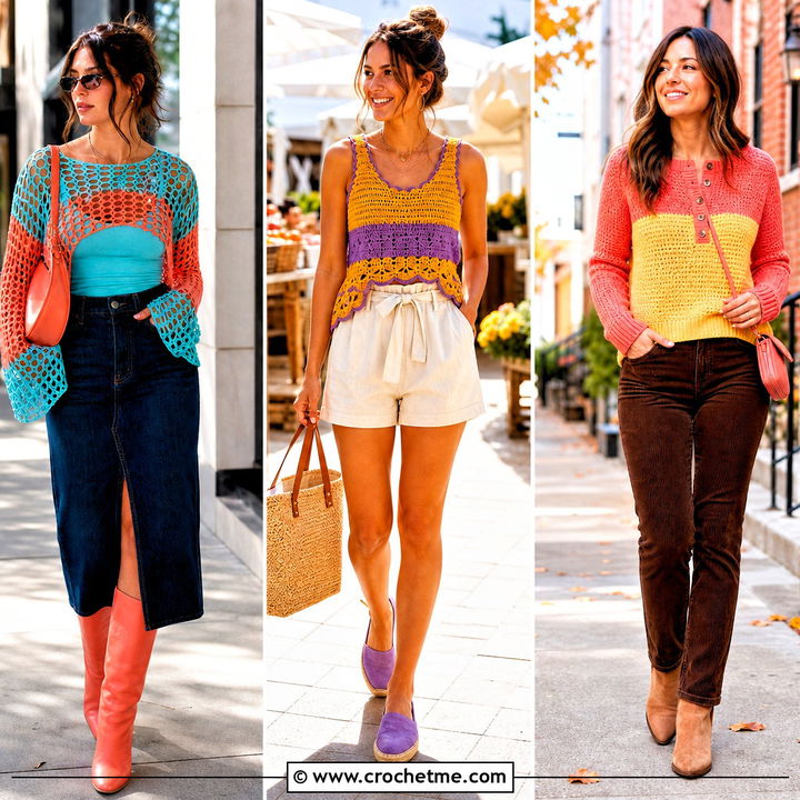 30 2 Color Crochet Top Outfit Ideas for Trendy Layering