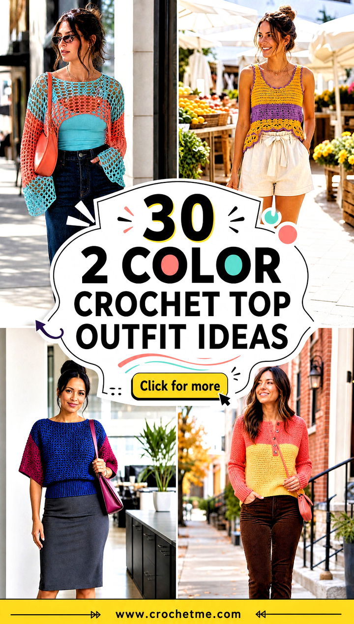 30 2 Color Crochet Top outfit ideas - 30 2 Color Crochet Top outfit ideas