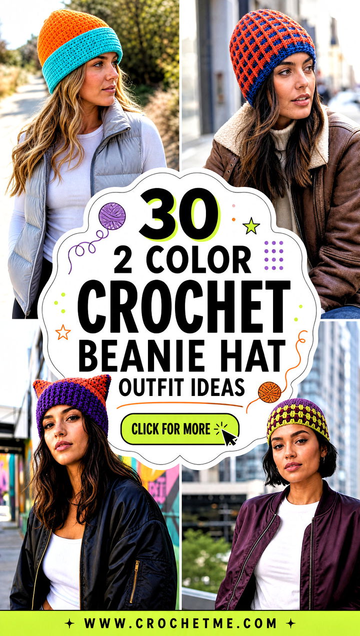 30 2 color crochet beanie hat outfit ideas - 30 2 color crochet beanie hat outfit ideas