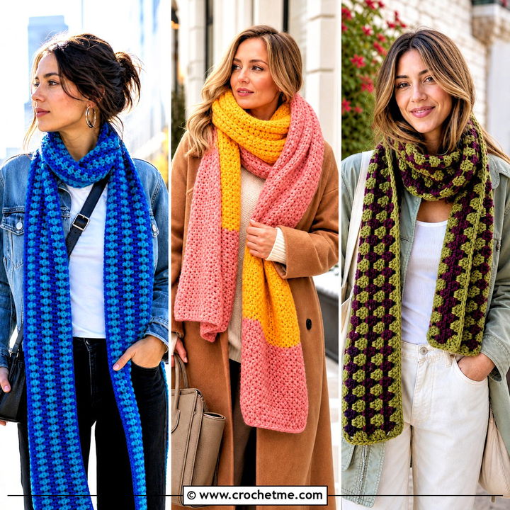 30 2 Color Crochet Scarf Outfit Ideas for Cozy Winter Style