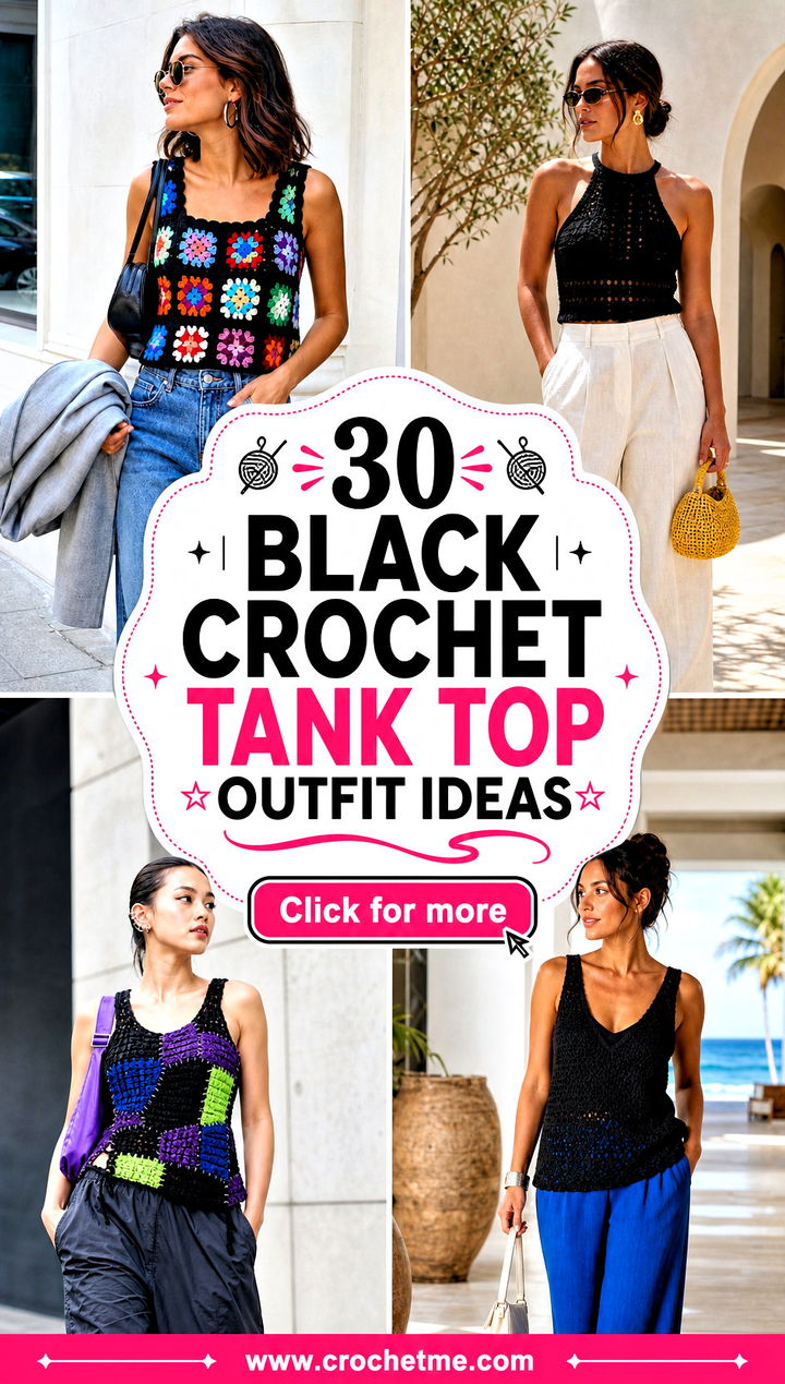 30 Black Crochet Tank Top outfit ideas - 30 Black Crochet Tank Top outfit ideas